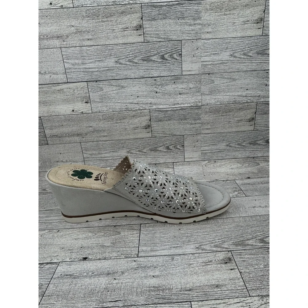 Spring Step Shoes Womens Size 41 Wedge Slide Sandals Laser‎ Cut Sparkle Comfort
